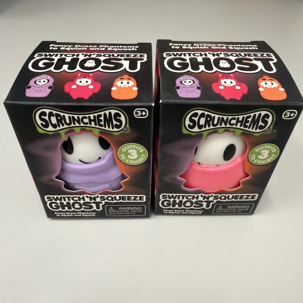 Tobar Scrunchems set of 2 viral Halloween squishy switch and squeeze ghosts Pink